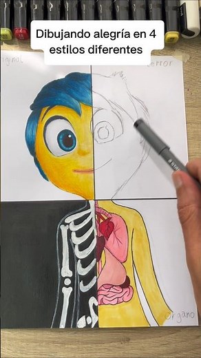 Dibujando alegria en 4 estilos diferentes parte 4 #arte #alegria #intensamente2 #dibujo