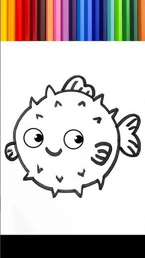🌈 Drawing, painting and coloring a little fish for kids.⭐#218