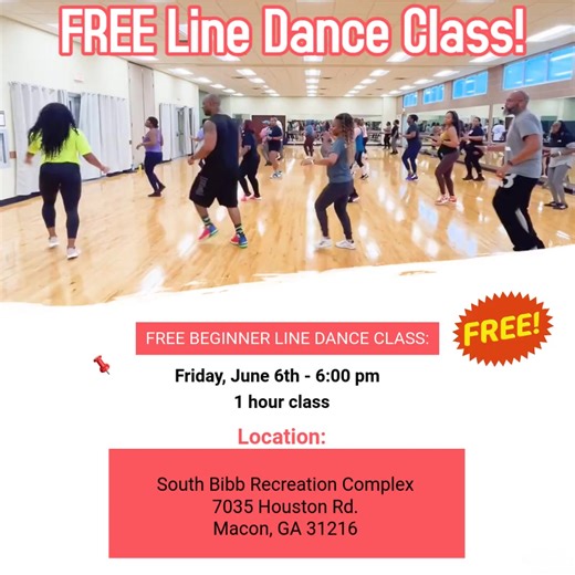 226 reactions · 28 shares | Macon, Georgia - FREE First Friday Beginner's Line Dance Class!!!! Join us Friday, June 6th at 6:00 PM at: South Bibb Recreation Complex 7035 Houston Rd, Macon, GA 31216 Come get these steps and kick off your weekend the fun way! Let’s move, groove, and vibe together. Beginner Line Dances, Free, Good Energy and Great Music! | And 5678 Line Dance | Facebook