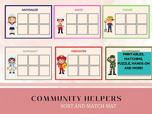 Community Helpers Preschool Sorting Mats, Professions Printable Activity, Jobs and Occupations Worksheets, Toddler Busy Book Pages - Etsy Canada