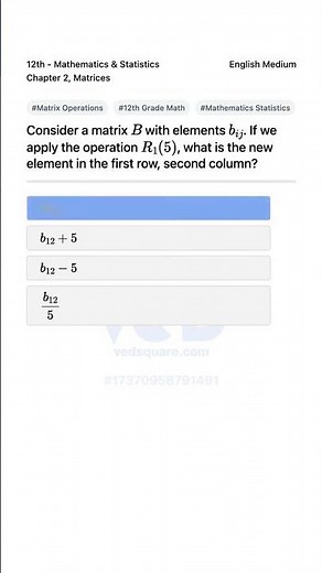 Matrix Operation R1 5 Explained 12th Math