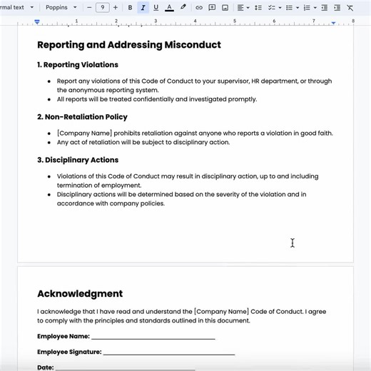 Code of Conduct Template: Corporate Employee Workplace Business (google Docs, MS Word) - Etsy