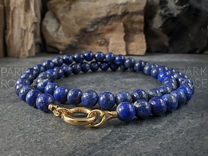 Natural Untreated AAA Chilean Lapis Lazuli Carabiner Necklace: 8mm, Keshi Pearl Pendant - Etsy
