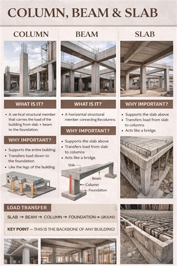 Definition of beam, columns and slab . #DSE #civil #steel #Concrete #cement #construction #civilengineering #contractor #building #architecture #TBT #loading #design #edit #educacion #quality #happy #home #House #power #knowledge #knowledgeispower #rockstar #roadtrip #DidYouKnow #safety #safetyfirst #sale #short #OMG | DSE