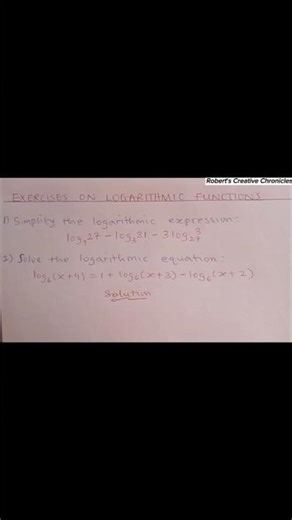 Solutions to exercises on logarithmic functions