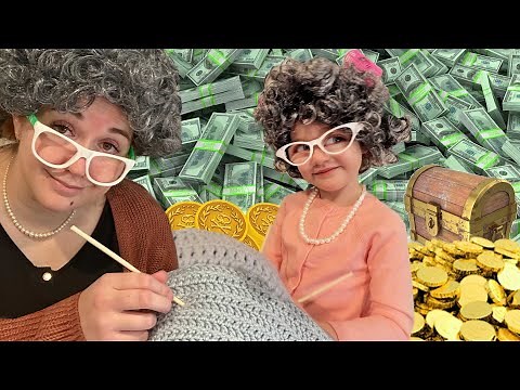 OLD GRANNY Adley & Mom!! Shopping Store play pretend! Grannies bought everything in Dads 5 stores