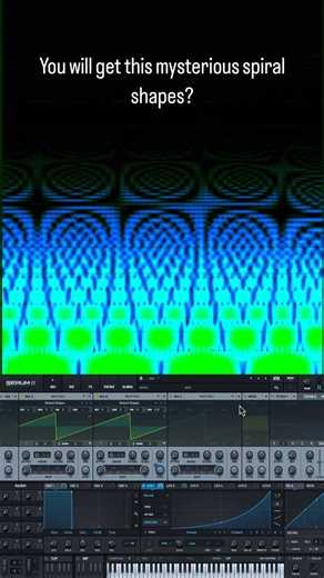 Alien Noise Academy | Music Production on Instagram: "The mysterious spiral shapes revealed with stacking 2 sawtooth slightly detuned. This sound can be potentially hypnotic, and the image itself also reveals the same. It’s matter of coincidence? Or we are living in a matrix? What do you think about it? #musicproduction #sounddesigner #sounddesigntips #sounddesigning #musicproductiontutorials #sounddesigners #sounddesign"