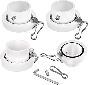 Jetlifee Rotating Flag Pole Rings Spinning Flag Pole Clips with Carabiner 360° Rotating Anti Wrap Flag Mounting Rings for 0.75-1 Inch Diameter Flagpole- Pack of 4 (White)