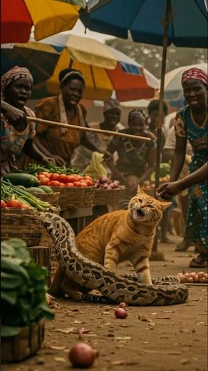 Viral Orange Cat Fights Off Giant Python Caught on Camera!