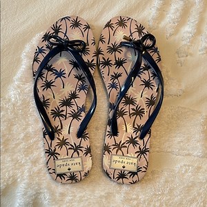 Kate Spade Pink and Black Palm Flip Flops