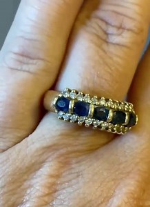 BEAUTIFUL Estate Effy 14k Yellow Gold 7mm SAPPHIRE DIAMOND Band Ring Sz 7.75 - Etsy