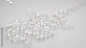Map of the Republic of Cyprus | 3d Rendering, mosaic of little bricks - White and flag colors. A number of 3482 little boxes are accurately inserted into the mosaic. Flag colors