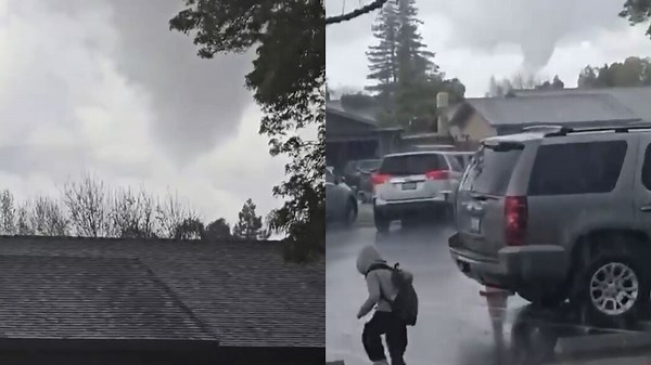 Twister's mile-long path of damage in Californian city