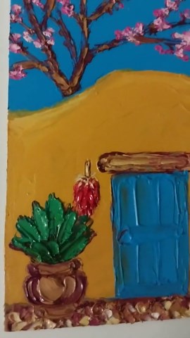 Santa Fe Spring Oil Painting Original: Southwest House & Blooming Tree Art Impasto on Canvas - Etsy