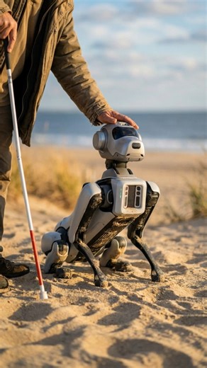 Ajin Joseph on Instagram: "Meet VISION — And This Is AI Done Right 👀✨ VISION is an AI-powered dog designed to guide a blind person — and what makes it extraordinary is how it works. The video feed is constantly fed to the LLM. No uploads. No waiting. No commands. It sees in real time. Reads signboards and stops. Understands directions. Talks continuously to the owner, describing the world as it unfolds. It doesn’t just guide steps. It shares awareness. Powered by the latest vision technology an