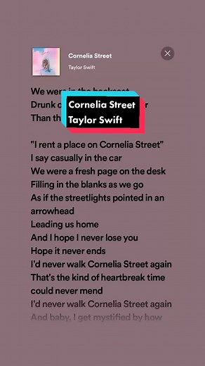 Cornelia Street - Taylor Swift (Lyrics)