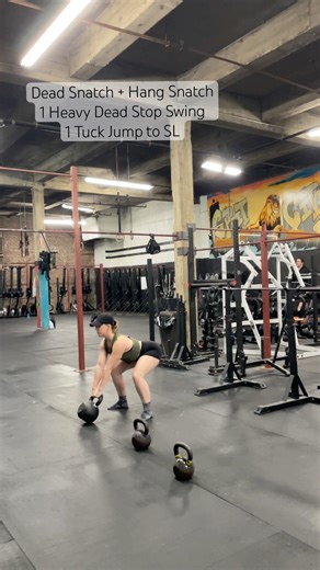 Power Superset: Dead Snatch + Hang Snatch, 1 Heavy Dead Stop Swing, Tuck Jump SL