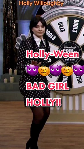 Holly Willoughby Halloween Transformation: Wednesday Adams Inspired Look with Nylons and Tights