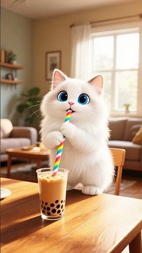 Cat's Boba Tea Delivery! Adds Toppings, Pays, All for a Drink with Owner! 🐶🥤 #shorts