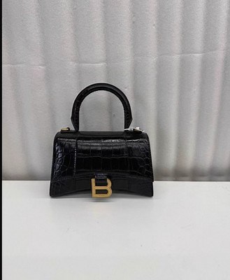 Balenciaga Hourglass XS Bag Black Croc-Embossed Leather GHW | eBay