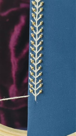 Flying stitch with beads Hand embroidery 🪡 tutorial for beginners #handembroidery #beautiful #easyhandembroidery #embroideryart #embroiderypatterns #trishaartofthread #simpleembroidery #reels | Trisha Art