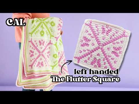 LEFT HANDED CROCHET: Flutter & Bloom Blanket | Beautiful Butterfly Mosaic Square -Crochet Along PT 2