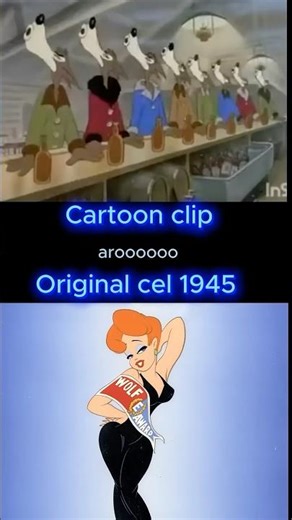 Vintage rare Red Hot Riding Hood 1945 scene vs animation art cel
