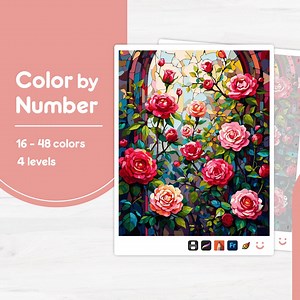 Colorful Rose Garden - Color by Number - Digital & Printable - 4 Levels - Etsy Canada