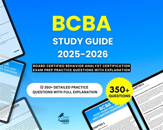BCBA Study Guide 2026-2027 - Board Certified Behavior Analyst Certification Exam Prep Practice Questions With Explanation - Etsy