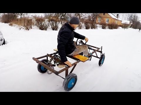 Homemade Buggy 🚀 Go-Kart Built from a Brushcutter Engine + Village Test Drive