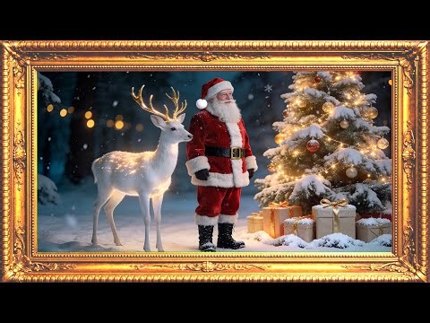 Cozy Christmas Lights: Santa Claus & Reindeer Art | 4K Winter Screensaver for Your TV