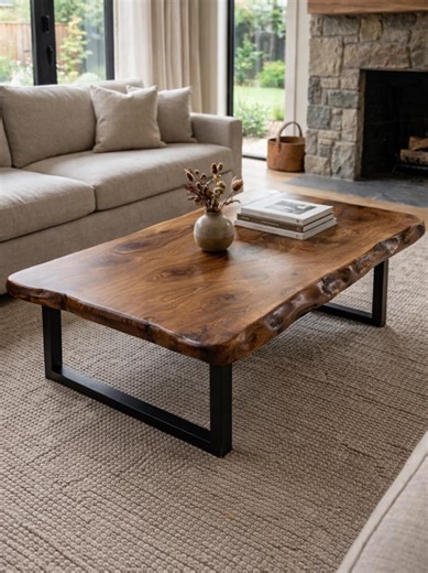 Live Edge Coffee Table, Handmade Reclaimed Wood Rustic Farmhouse Center Table - Etsy