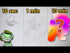 Drawing fnf Flippy mod in 10 seconds, 1 minute, 10 minutes | Friday Night Funkin’ Fliqpy