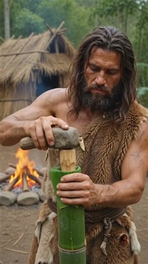 Caveman Make Aromatic Prehistoric Bamboo Steam Feast 10,000 BC! #aivideo#baby #cartoon #softanimals