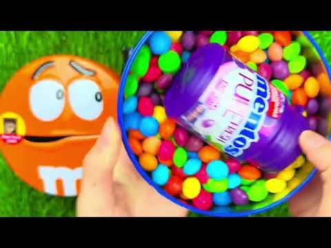 Satisfying Video Unpacking Rainbow Candy in M&M'S Boxes ASMR Blue Toxic Waste