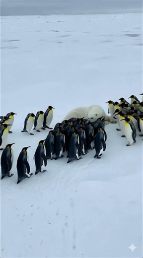 Unbelievable! Penguins Save a Freezing Polar Bear in a Blizzard! 🐧🐻‍❄️ #Shorts