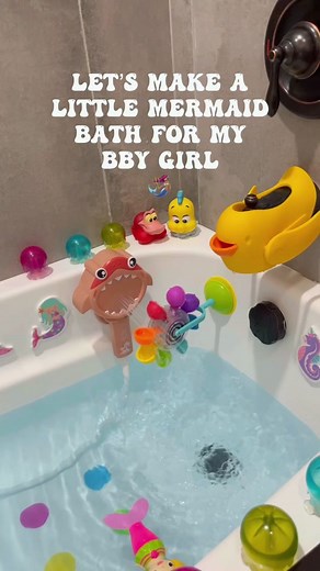 Made a Little Mermaid bath tonight and it was so fun! 🧜🏽‍♀️✨ we loved it! This themed bath was ib:@chelpostspics #littlemermaid #letsmakeabath #bathtime