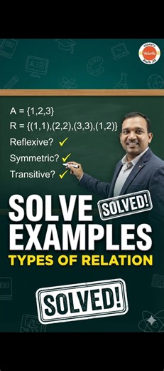 kiran sir live on Instagram: "Important Examples of Relations | Reflexive, Symmetric & Transitive | Kiran SirJoin Kiran Sir as he walks through the most important examples of Relations for JEE Mains and Advanced. Learn how to quickly identify if a relation is Reflexive, Symmetric, or Transitive with these standard problems. 📝 #RelationsExamples #MathsProblems #KiranSir #CrackJEETelugu #JEE2026 #MathsPractice #RelationsAndFunctions#Maths #JEEPreparation #KiranSir #RelationsExamples #Education"