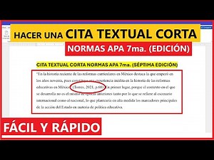 Paso a Paso Cómo HACER una CITA TEXTUAL CORTA según NORMAS APA 7ma. (SÉPTIMA EDICIÓN)