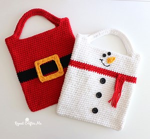 Crochet Christmas Tote Bags (Santa and Snowman) - Repeat Crafter Me