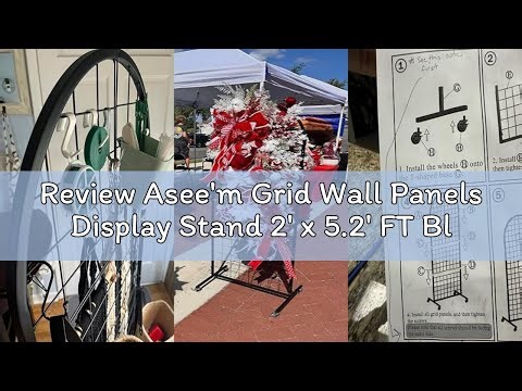 Review Asee'm Grid Wall Panels Display Stand 2' x 5.2' FT Black Movable Wire Grid Wall Display Rack