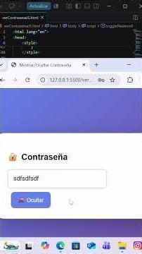 Ver y ocultar contraseña cambiando el texto y emoji del botón #programming #html #javascript