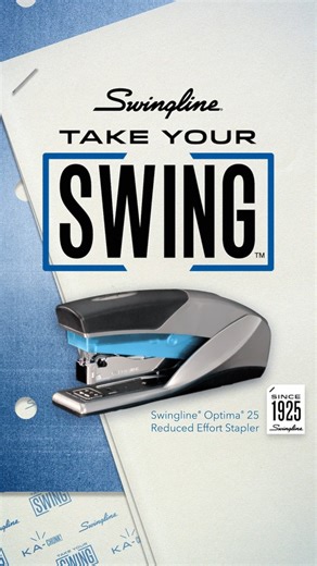 Swingline on Instagram: "You hear that? Yeah, we didn't either. The Swingline® Optima® 25 Reduced Effort Stapler staples quietly with 50% less effort than traditional staplers. Plus, it delivers consistent and accurate stapling with every quiet KA-CHUNK. So if a job has you going that extra mile, your stapling arm will still have gas in the tank. Swingline® Take Your Swing™"