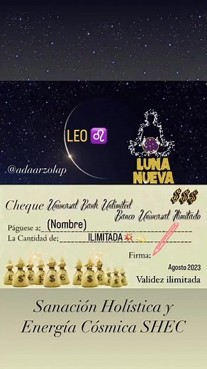 CHEQUE DE LA ABUNDANCIA LUNA NUEVA DE AGOSTO 2023 ♾✨ (Se realiza con...