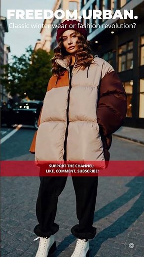 Bold avant-garde fashion shorts: oversized puffer coat meets modern streetwear in stunning visuals