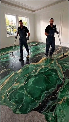 Client wanted a $15,000 Kelly Green & Gold bedroom... 🤯💚#epoxyfloor#interiordesign#qualityflooring