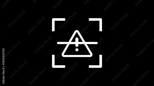 A white triangle containing an exclamation mark is positioned over a scanning line to represent a critical warning or a system error that requires immediate attention from the computer user.