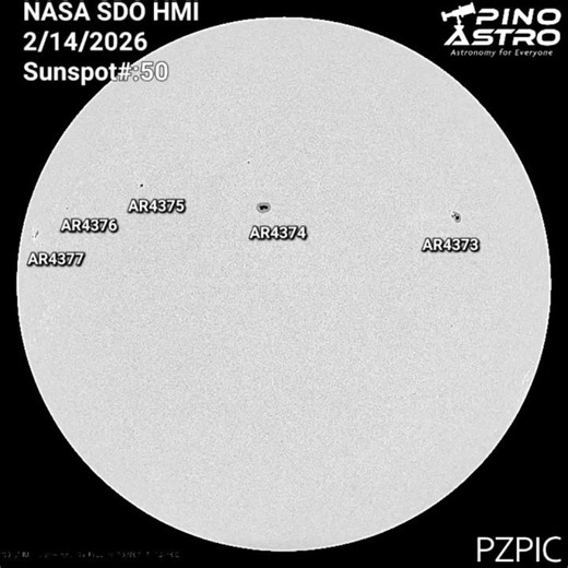 Daily Sunspots: Feb 14, 2026 #PinoAstro - Happy Valentines Day!
