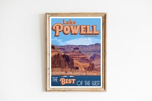Lake Powell Travel Poster: Rock Creek Bay, Utah Art (digital Download) - Etsy Canada