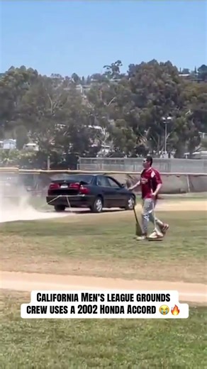 Using a car to drag the infield is wild 😭🤣 #mlb #baseball #mlbbaseball #funny #fyp #bloopers
